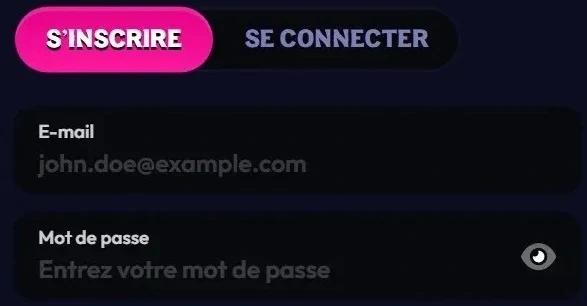 Wildzy Casino : formulaire de connexion, e-mail et mot de passe